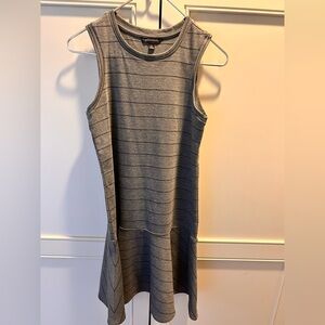 Banana Republic Gray Striped Midi Dress